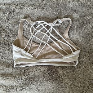 Women's White Strappy Sports Bra